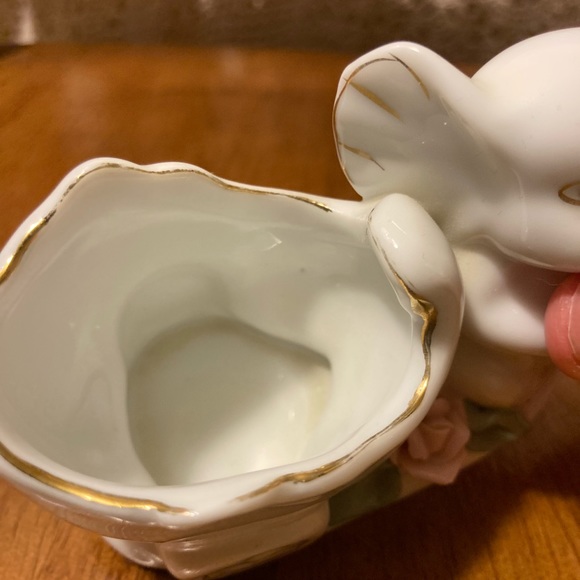 Elephant and Cart Trinket Dish Figure - Floral Detail, Gold Accents - Picture 9 of 14